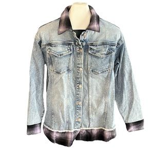 Juniors' SO® Contrast Flannel Plaid Denim Jacket
